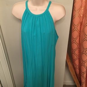 Turquoise halter shift dress